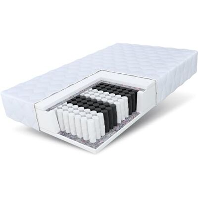 FDM MEDIC MAX Matras 90 x 200 cm, dikte 23 cm, pocketveringmatras met hardheidsschuim H3, tweezijdig, 7 comfortzones, hoes, wasbaar, Oeko-Tex, hypoallergeen FDM MEDIC MAX Matras 90 x 200 cm, dikte 23 cm, pocketveringmatras met hardheidsschuim H3, tweezijdig, 7 comfortzones, hoes, wasbaar, Oeko-Tex, hypoallergeen