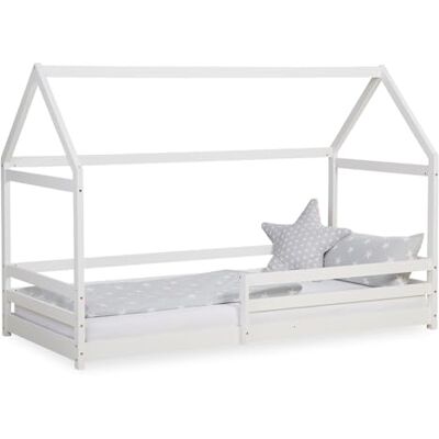 Homestyle4u 2385 Vloerbed, 90 x 200 cm, met valbescherming, hout, wit, kinderbed, met lattenbodem van grenen Homestyle4u 2385 Vloerbed, 90 x 200 cm, met valbescherming, hout, wit, kinderbed, met lattenbodem van grenen