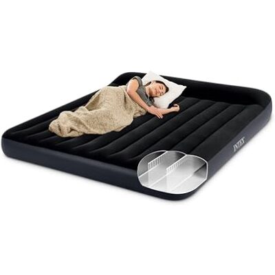 Intex 64144 Dura Beam Pillow Rest King matras met Fiber Tech technologie, zonder elektrische pomp, 182 x 203 x 25 cm, zwart California King Intex 64144 Dura Beam Pillow Rest King matras met Fiber Tech technologie, zonder elektrische pomp, 182 x 203 x 25 cm, zwart California King