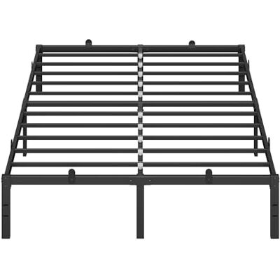 VASAGLE Bedframe 140 x 190 cm met metalen lattenbodem, metalen frame, opbergruimte onder, modern, logeerbed, eenvoudige montage, inktzwart RMB133B01 VASAGLE Bedframe 140 x 190 cm met metalen lattenbodem, metalen frame, opbergruimte onder, modern, logeerbed, eenvoudige montage, inktzwart RMB133B01