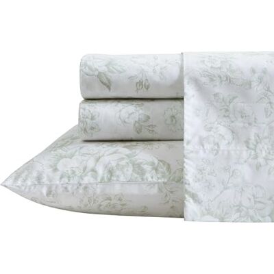 Laura Ashley Lakens voor tweepersoonsbed, katoenen perkal beddengoed, lichte en ademende woondecoratie (Delight Green canvas, groot bed) Laura Ashley Lakens voor tweepersoonsbed, katoenen perkal beddengoed, lichte en ademende woondecoratie (Delight Green canvas, groot bed)