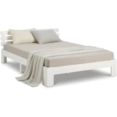 Homestyle4u 1892, tweepersoonsbed van massief grenenhout, 120 x 200, tweepersoonsbed met lattenbodem, wit, massief grenen Homestyle4u 1892, tweepersoonsbed van massief grenenhout, 120 x 200, tweepersoonsbed met lattenbodem, wit, massief grenen