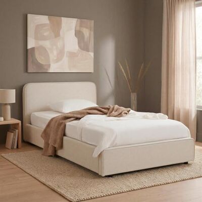 IDIMEX BELARTI Eenpersoonsbed, 90 x 190 cm, stoffen bekleding, moderne stijl voor 1 persoon, houten bedframe met lattenbodem, crèmewit IDIMEX BELARTI Eenpersoonsbed, 90 x 190 cm, stoffen bekleding, moderne stijl voor 1 persoon, houten bedframe met lattenbodem, crèmewit