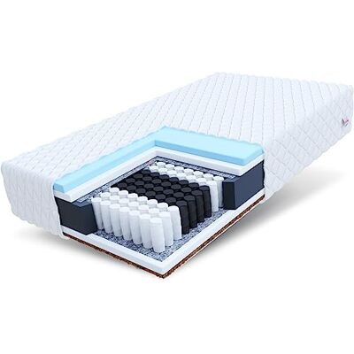 FDM LAVAL MAX matras 180 x 200 cm dikte 26 cm pocketvering matras hardheid H3 H4 tweezijdig 7 comfortzones kokoslaag overtrek wasbaar Oeko-Tex hypoallergeen FDM LAVAL MAX matras 180 x 200 cm dikte 26 cm pocketvering matras hardheid H3 H4 tweezijdig 7 comfortzones kokoslaag overtrek wasbaar Oeko-Tex hypoallergeen