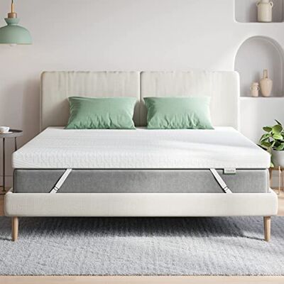 Novilla Topper 100 x 200, topper voor eenpersoonsbed, matras van traagschuim, 10 cm, topper, uitstekend ademend vermogen met 4 elastische hoeken, coating, gemiddelde hardheid, ademend, wit Novilla Topper 100 x 200, topper voor eenpersoonsbed, matras van traagschuim, 10 cm, topper, uitstekend ademend vermogen met 4 elastische hoeken, coating, gemiddelde hardheid, ademend, wit