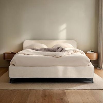 IDIMEX Tweepersoonsbed LEVERDA 140 x 190 cm, stoffen bekleding, modern bed voor 2 personen, houten bedframe met lattenbodem, wit IDIMEX Tweepersoonsbed LEVERDA 140 x 190 cm, stoffen bekleding, modern bed voor 2 personen, houten bedframe met lattenbodem, wit