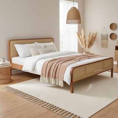 Terre de Nuit Bed 140 x 200 cm, bruin met hoofdeinde Anna Terre de Nuit Bed 140 x 200 cm, bruin met hoofdeinde Anna