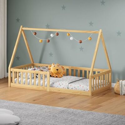 IDIMEX Nicolas Hutbed 90 x 200 cm, kinderbed van massief grenen, Montessori-bed met barrières, slaapplaats 90 x 200 cm, natuurlijke kleur IDIMEX Nicolas Hutbed 90 x 200 cm, kinderbed van massief grenen, Montessori-bed met barrières, slaapplaats 90 x 200 cm, natuurlijke kleur