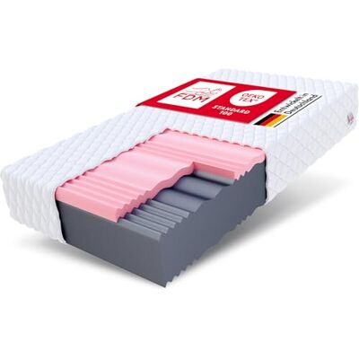 FDM SELECT MAX PLUS Matras 120 x 200 cm, traagschuim, dikte 29 cm, hardheid, H3 H4, tweezijdig matras, 7 comfortzones, wasbaar, Oeko-Tex, hypoallergeen FDM SELECT MAX PLUS Matras 120 x 200 cm, traagschuim, dikte 29 cm, hardheid, H3 H4, tweezijdig matras, 7 comfortzones, wasbaar, Oeko-Tex, hypoallergeen