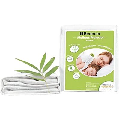 Bedecor Matrasbeschermer, bamboevezel, waterdicht, ultrazacht, ademend, hypoallergeen, stil, 100 x 190/200 cm Bedecor Matrasbeschermer, bamboevezel, waterdicht, ultrazacht, ademend, hypoallergeen, stil, 100 x 190/200 cm
