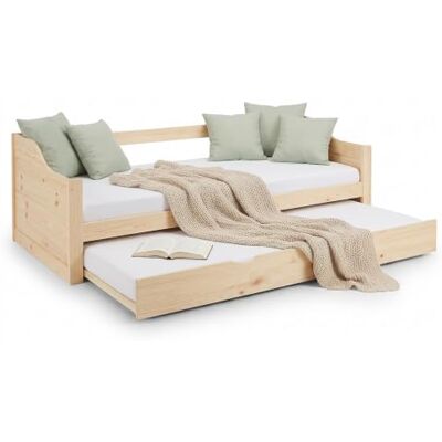 Homestyle4u Eenpersoonsbed voor kinderen, massief grenenhout, uittrekbaar, 90 x 200 cm, natuur, met lattenbodem, artikel 2929 Homestyle4u Eenpersoonsbed voor kinderen, massief grenenhout, uittrekbaar, 90 x 200 cm, natuur, met lattenbodem, artikel 2929