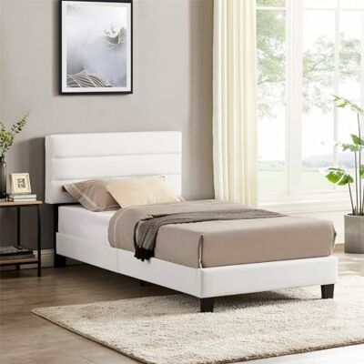IDIMEX Hudson eenpersoonsbed, lattenbodem, 90 x 190 cm, eenpersoonsbed voor kinderen of volwassenen, in hoogte verstelbaar, wit synthetisch IDIMEX Hudson eenpersoonsbed, lattenbodem, 90 x 190 cm, eenpersoonsbed voor kinderen of volwassenen, in hoogte verstelbaar, wit synthetisch