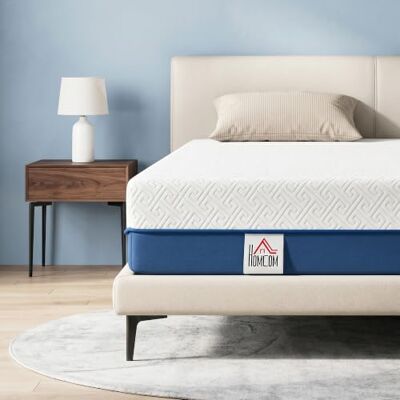 HOMCOM Matras 140 x 190 cm, matras voor tweepersoonsbed, traagschuim, groene thee, 20 cm dik, verkoelend bed met geheugengel, afneembaar, wasbaar, Oeko-Tex-gecertificeerd, gemiddelde stevigheid HOMCOM Matras 140 x 190 cm, matras voor tweepersoonsbed, traagschuim, groene thee, 20 cm dik, verkoelend bed met geheugengel, afneembaar, wasbaar, Oeko-Tex-gecertificeerd, gemiddelde stevigheid