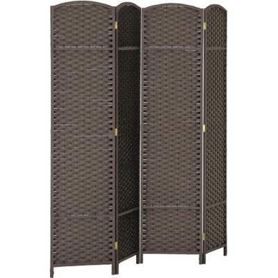 HOMCOM Windscherm voor binnen, hout, 4 panelen, 160 x 170 cm, opvouwbaar Opvouwbare ruimteverdeler, geweven afwerking, scheidingswand, woonkamer, slaapkamer, huis HOMCOM Windscherm voor binnen, hout, 4 panelen, 160 x 170 cm, opvouwbaar Opvouwbare ruimteverdeler, geweven afwerking, scheidingswand, woonkamer, slaapkamer, huis