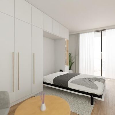 Wallbedking Morphy Inschuifbaar bedframe, inklapbaar, ruimtebesparend Murphy modulair inklapbaar bed voor doe-het-zelfprojecten en geïntegreerde meubels op maat (150 x 200 cm, verticaal) Wallbedking Morphy Inschuifbaar bedframe, inklapbaar, ruimtebesparend Murphy modulair inklapbaar bed voor doe-het-zelfprojecten en geïntegreerde meubels op maat (150 x 200 cm, verticaal)