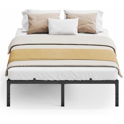 VASAGLE Bedframe 160 x 200 cm met metalen lattenbodem, metalen frame, opbergruimte onder, modern, logeerbed, eenvoudige montage, inktzwart RMB155BD01 VASAGLE Bedframe 160 x 200 cm met metalen lattenbodem, metalen frame, opbergruimte onder, modern, logeerbed, eenvoudige montage, inktzwart RMB155BD01