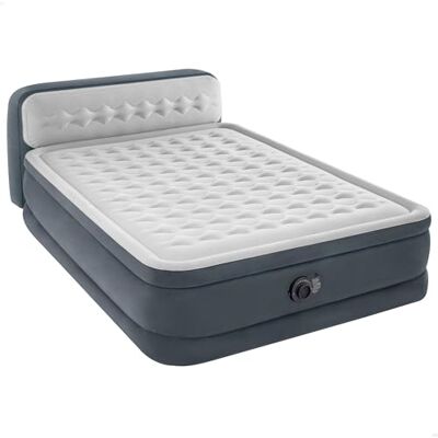Intex Queen Dura-Beam Series Luchtmatras voor volwassenen, met geïntegreerde elektrische pomp, grijs, één maat Intex Queen Dura-Beam Series Luchtmatras voor volwassenen, met geïntegreerde elektrische pomp, grijs, één maat
