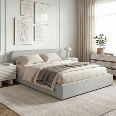IDIMEX BELARTI Tweepersoonsbed, 140 x 190 cm, stoffen bekleding, moderne stijl voor 2 personen, houten frame en lattenbodem inbegrepen, lichtgrijs IDIMEX BELARTI Tweepersoonsbed, 140 x 190 cm, stoffen bekleding, moderne stijl voor 2 personen, houten frame en lattenbodem inbegrepen, lichtgrijs