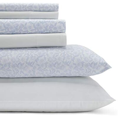 Laura Ashley Lakens voor tweepersoonsbed, 6-delige beddengoedset van perkal, sierlijk en fris interieur (mooi blauw kasjmier, groot bed) Laura Ashley Lakens voor tweepersoonsbed, 6-delige beddengoedset van perkal, sierlijk en fris interieur (mooi blauw kasjmier, groot bed)