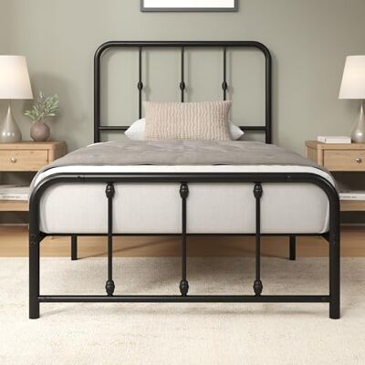 Zinus Florence Bed 90 x 190 cm, metalen bed met hoofd en voet, hoogte 35 cm, bed met lattenbodem van metaal, eenvoudige montage, opbergruimte onder het bed, kleur: zwart Zinus Florence Bed 90 x 190 cm, metalen bed met hoofd en voet, hoogte 35 cm, bed met lattenbodem van metaal, eenvoudige montage, opbergruimte onder het bed, kleur: zwart