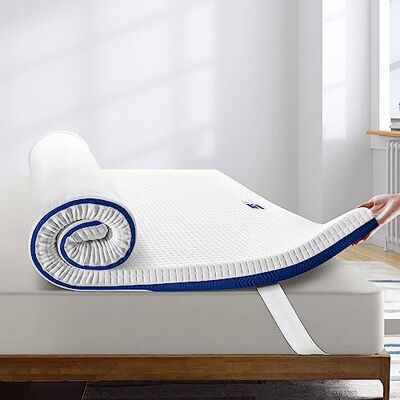 BedStory Topper voor tweepersoonsbed, 160 x 200 cm, hoogte 7 cm, correctiematras van traagschuim, matras met 4 elastische hoeken, afneembaar en wasbaar BedStory Topper voor tweepersoonsbed, 160 x 200 cm, hoogte 7 cm, correctiematras van traagschuim, matras met 4 elastische hoeken, afneembaar en wasbaar