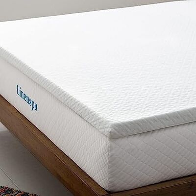 Linenspa matrastopper, 90 x 200 cm, traagschuim, 5 cm dik, met verkoelende gel en wasbare hoes met ritssluiting, Oeko-Tex 1 persoon, blauw Linenspa matrastopper, 90 x 200 cm, traagschuim, 5 cm dik, met verkoelende gel en wasbare hoes met ritssluiting, Oeko-Tex 1 persoon, blauw