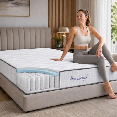 Arensberger JANA Verenmatras 160 x 200 cm, hoogte 19 cm, actief, veermatras met 7 zones, koudschuim en 7 zones, hardheid H2/H3, pocketveren, 160 x 200 cm, rolmatras Arensberger JANA Verenmatras 160 x 200 cm, hoogte 19 cm, actief, veermatras met 7 zones, koudschuim en 7 zones, hardheid H2/H3, pocketveren, 160 x 200 cm, rolmatras