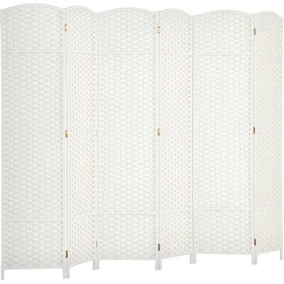 HOMCOM Windscherm voor binnen, hout, 6 panelen, 240 x 170 cm, wit Opvouwbare ruimteverdeler, geweven afwerking, scheidingswand, woonkamer, slaapkamer, huis HOMCOM Windscherm voor binnen, hout, 6 panelen, 240 x 170 cm, wit Opvouwbare ruimteverdeler, geweven afwerking, scheidingswand, woonkamer, slaapkamer, huis