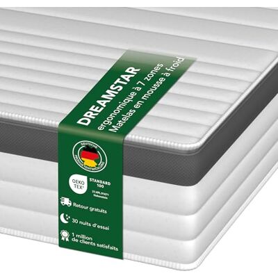 DREAMSTAR Gold pocketveringmatras met 7 zones, ergonomisch pocketveringmatras, hoogte 21 cm, Öko-Tex gecertificeerd, hardheidsgraad 4 (H4), 90 x 200 cm DREAMSTAR Gold pocketveringmatras met 7 zones, ergonomisch pocketveringmatras, hoogte 21 cm, Öko-Tex gecertificeerd, hardheidsgraad 4 (H4), 90 x 200 cm