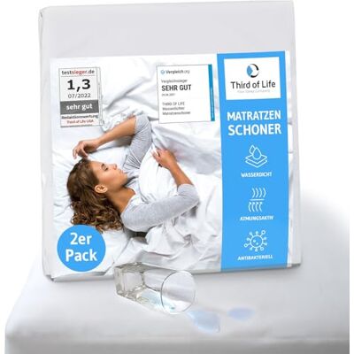 Third of Life Matrasbeschermer voor incontinentie, waterdicht, 90 x 200 cm, 2 stuks Set van 2 matrashoes, ademend, anti-mijt, voor mensen met allergieën, schimmelbestendig, 90 x 200 cm Third of Life Matrasbeschermer voor incontinentie, waterdicht, 90 x 200 cm, 2 stuks Set van 2 matrashoes, ademend, anti-mijt, voor mensen met allergieën, schimmelbestendig, 90 x 200 cm