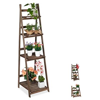 Relaxdays bloementrap, 4 niveaus, trap met bloemen, hout, opvouwbaar, plantenladder, hoogte: 160 x 41 x 49 cm, bruin Relaxdays bloementrap, 4 niveaus, trap met bloemen, hout, opvouwbaar, plantenladder, hoogte: 160 x 41 x 49 cm, bruin
