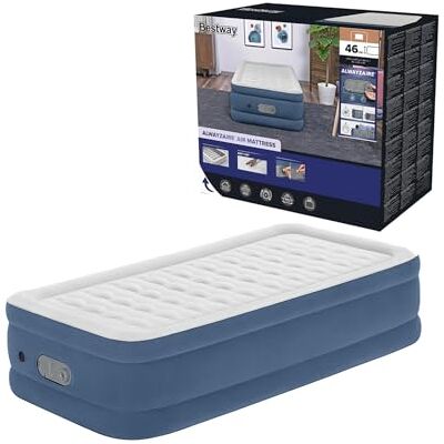 Bestway AlwayzAire Opblaasbaar eenpersoonsbed met geïntegreerde dubbele pomp, 191 x 97 x 46 cm, eenpersoonsbed, tot 150 kg, vinyl, USB-poort, nachtlampje, DEKRA-gecertificeerd, opbergtas en reparatiepleister Bestway AlwayzAire Opblaasbaar eenpersoonsbed met geïntegreerde dubbele pomp, 191 x 97 x 46 cm, eenpersoonsbed, tot 150 kg, vinyl, USB-poort, nachtlampje, DEKRA-gecertificeerd, opbergtas en reparatiepleister