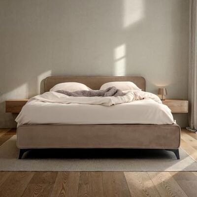 IDIMEX LAVORO Gestoffeerd bed, eenpersoonsbed, 140 x 200 cm, met lattenbodem en fluwelen bekleding, bedframe met gevoerd hoofdeinde, modern design, robuust houten frame en metalen poten IDIMEX LAVORO Gestoffeerd bed, eenpersoonsbed, 140 x 200 cm, met lattenbodem en fluwelen bekleding, bedframe met gevoerd hoofdeinde, modern design, robuust houten frame en metalen poten