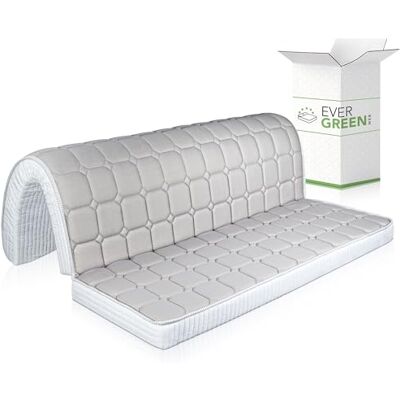 EvergreenWeb Tweepersoon Memory Foam Matras 140x190 10 CM hoog Opvouwbare Zitting voor Slaapbank, ReadyBed Orthopedisch, Bekleding Hypoallergeen met Bevestigingsbandjes, Bed Sofa Memory Foam EvergreenWeb Tweepersoon Memory Foam Matras 140x190 10 CM hoog Opvouwbare Zitting voor Slaapbank, ReadyBed Orthopedisch, Bekleding Hypoallergeen met Bevestigingsbandjes, Bed Sofa Memory Foam
