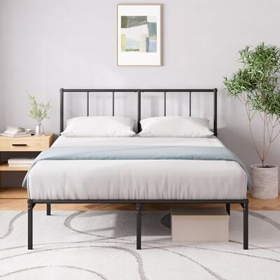 Zinus Bedframe Justin 190x140 cm Metaal Zwart Hoofdbord Eenvoudige montage Hoogte 30 cm Opbergruimte onder het bed Modern design Zinus Bedframe Justin 190x140 cm Metaal Zwart Hoofdbord Eenvoudige montage Hoogte 30 cm Opbergruimte onder het bed Modern design
