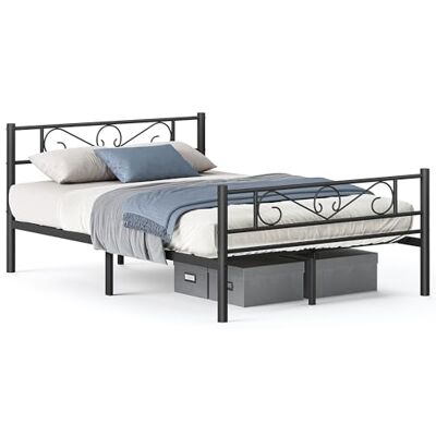 VASAGLE Tweepersoonsbedframe van metaal, met lattenbodem en hoofdeinde VASAGLE Tweepersoonsbedframe van metaal, met lattenbodem en hoofdeinde