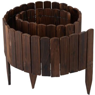 Relaxdays Tuinrand van hout, flexibel, in hoogte variabel, 200 cm, donkerbruin, bloembed hek XL Relaxdays Tuinrand van hout, flexibel, in hoogte variabel, 200 cm, donkerbruin, bloembed hek XL