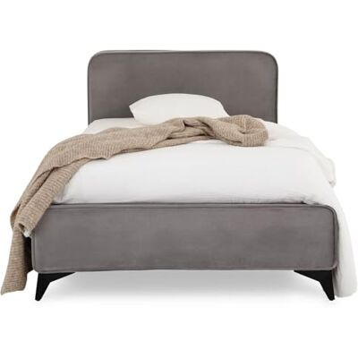 IDIMEX Ravello Eenpersoonsbed, 90 x 190 cm, stoffen bekleding, modern bed voor 1 persoon, houten bedframe met lattenbodem, grijs IDIMEX Ravello Eenpersoonsbed, 90 x 190 cm, stoffen bekleding, modern bed voor 1 persoon, houten bedframe met lattenbodem, grijs