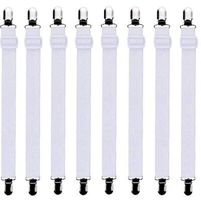 Bedecor 8 stuks (30cm tot 120cm) verstelbare elastische lakenspanner met metalen klemmen,voor de hoeken van bed,matras,wit Bedecor 8 stuks (30cm tot 120cm) verstelbare elastische lakenspanner met metalen klemmen,voor de hoeken van bed,matras,wit