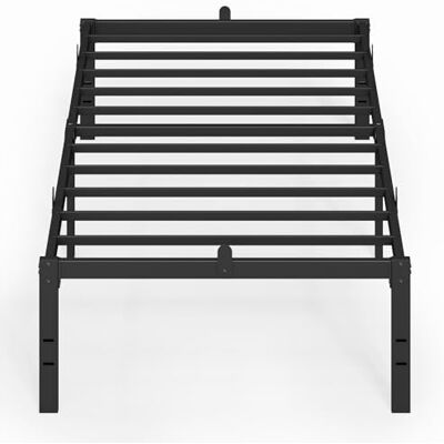 VASAGLE Eenpersoonsbedframe, 90 x 200 cm, metalen bedframe, opslag onder het bed, modern, bijzetbed, eenvoudige montage, zwart inkt, RMB152BD01 VASAGLE Eenpersoonsbedframe, 90 x 200 cm, metalen bedframe, opslag onder het bed, modern, bijzetbed, eenvoudige montage, zwart inkt, RMB152BD01