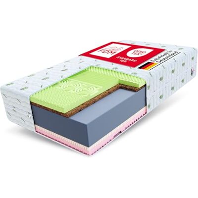 FDM Savona matras 160 x 200 cm traagschuim, dikte 22 cm, hardheid H3 H4, tweezijdig matras, visco-latex, Coco, Oeko-Tex, hypoallergeen, wasbare overtrek met aloë vera FDM Savona matras 160 x 200 cm traagschuim, dikte 22 cm, hardheid H3 H4, tweezijdig matras, visco-latex, Coco, Oeko-Tex, hypoallergeen, wasbare overtrek met aloë vera
