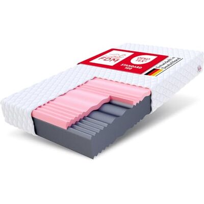 FDM SELECT MAX Matras 90 x 190 cm, traagschuim, dikte 18 cm, hardheid, H3 H4, tweezijdig matras, 7 comfortzones, wasbaar, Oeko-Tex hypoallergeen FDM SELECT MAX Matras 90 x 190 cm, traagschuim, dikte 18 cm, hardheid, H3 H4, tweezijdig matras, 7 comfortzones, wasbaar, Oeko-Tex hypoallergeen