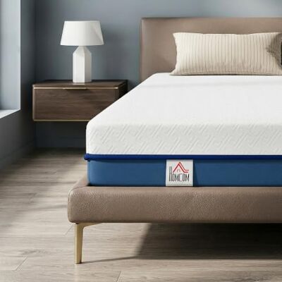 HOMCOM Matras 90 x 190 cm, matras voor eenpersoonsbed, traagschuim, groene thee, 20 cm dik, verkoelend bed met geheugengel, afneembaar, wasbaar, Oeko-Tex-gecertificeerd, gemiddelde stevigheid HOMCOM Matras 90 x 190 cm, matras voor eenpersoonsbed, traagschuim, groene thee, 20 cm dik, verkoelend bed met geheugengel, afneembaar, wasbaar, Oeko-Tex-gecertificeerd, gemiddelde stevigheid