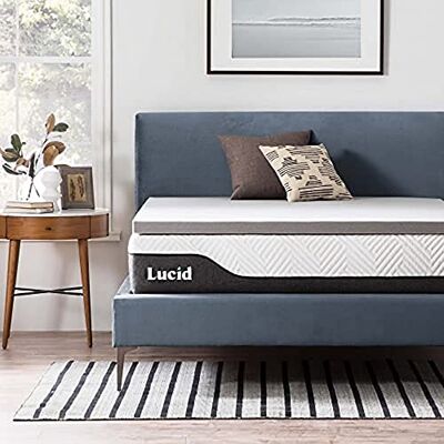 LUCID matrastopper van 5 cm bamboehoutskool-traagschuim matrastopper 150 x 190 cm LUCID matrastopper van 5 cm bamboehoutskool-traagschuim matrastopper 150 x 190 cm