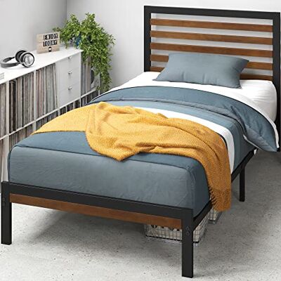 Zinus Kai Bedframe van bamboe en metaal, hoogte 23 cm, lattenbodem van staal, eenvoudige montage, 90 x 190 cm Zinus Kai Bedframe van bamboe en metaal, hoogte 23 cm, lattenbodem van staal, eenvoudige montage, 90 x 190 cm