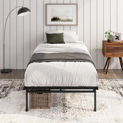 Zinus Justin Bed 100 x 200 cm hoogte 36 cm met opbergruimte onder het bed metalen platform bedframe zwart Zinus Justin Bed 100 x 200 cm hoogte 36 cm met opbergruimte onder het bed metalen platform bedframe zwart