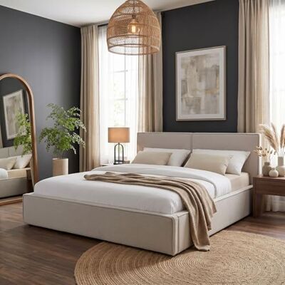 IDIMEX Calm Tweepersoonsbed, gestoffeerd 160 x 200 cm, queensize, grijs, optimaal comfort, met lattenbodem inbegrepen, hoofdeinde van stof, eenvoudig en modern design, voor volwassen slaapkamer IDIMEX Calm Tweepersoonsbed, gestoffeerd 160 x 200 cm, queensize, grijs, optimaal comfort, met lattenbodem inbegrepen, hoofdeinde van stof, eenvoudig en modern design, voor volwassen slaapkamer