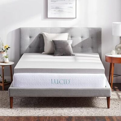 LUCID matrastopper van 7,5 cm bamboehoutskool-traagschuim matrastopper 100 x 200 cm LUCID matrastopper van 7,5 cm bamboehoutskool-traagschuim matrastopper 100 x 200 cm