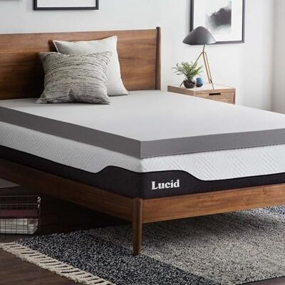 LUCID matrastopper van 10 cm bamboehoutskool-traagschuim matrastopper 120 x 190 cm LUCID matrastopper van 10 cm bamboehoutskool-traagschuim matrastopper 120 x 190 cm