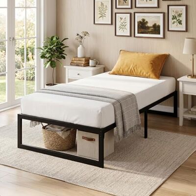 HOMCOM Bedframe 90 x 200 cm met lattenbodem, eenpersoonsbed, geluidloos, zwart HOMCOM Bedframe 90 x 200 cm met lattenbodem, eenpersoonsbed, geluidloos, zwart